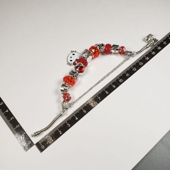Brand New Hello Kitty Red Stone Silver Bracelet - Picture 7 of 7
